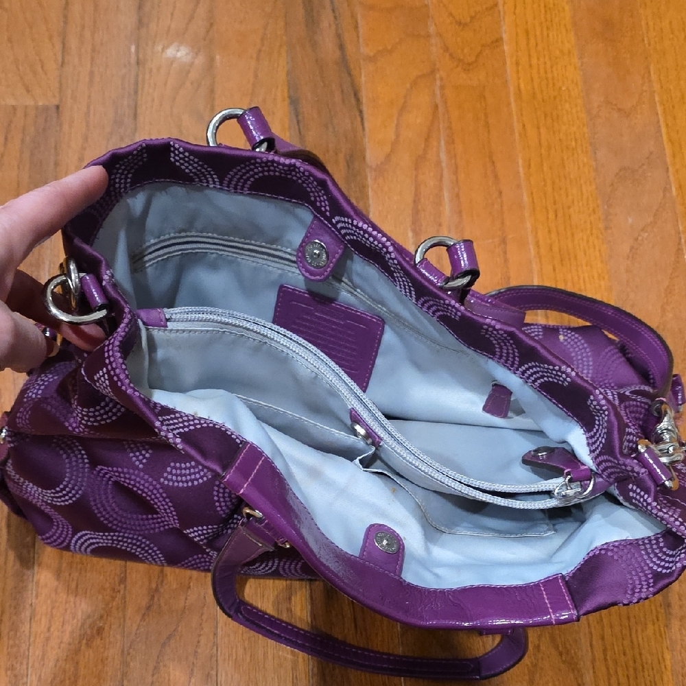 Coach Ashley Dotted OpArt Rich Purple Satchel - Picture 2 of 5